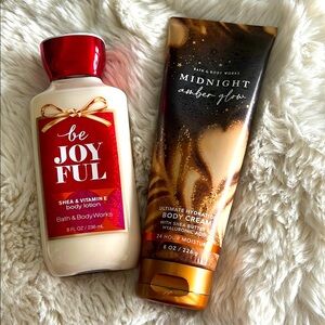 Bath & Body Works Midnight Amber Glow Body Cream & Be Joyful Body Lotion Set 2pc